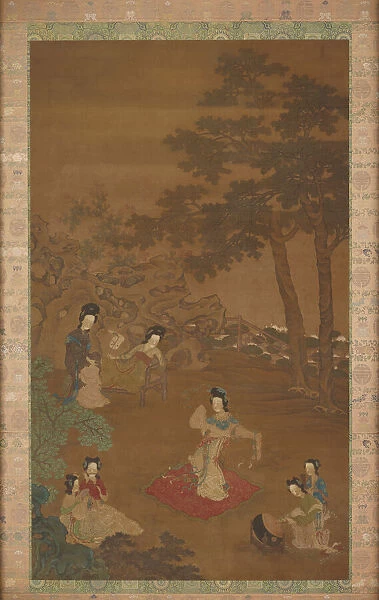 Dancer and Musicians in a Garden, Qing dynasty, 18th century. Creator: Unknown