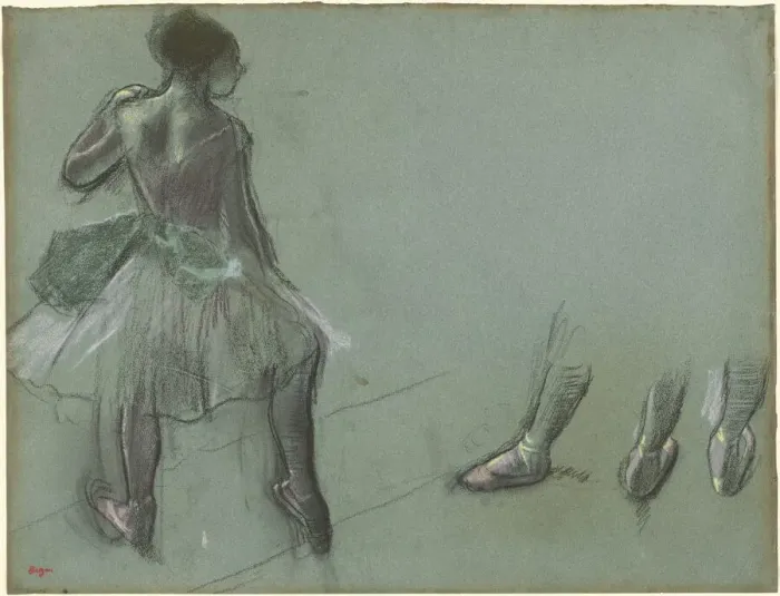 Framed Print : Dancer Seen from Behind and Three Studies of Feet, c. 1878. Creator: Edgar Degas Framed Print : Dancer Seen from Behind and Three Studies of Feet, c. 1878. Creator: Edgar Degas