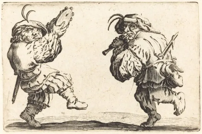 Framed Print : Dancers with Flute and Tambourine, c. 1622. Creator: Jacques Callot Framed Print : Dancers with Flute and Tambourine, c. 1622. Creator: Jacques Callot