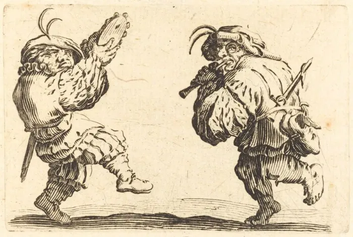 Framed Print : Dancers with Flute and Tambourine, c. 1622. Creator: Jacques Callot Framed Print : Dancers with Flute and Tambourine, c. 1622. Creator: Jacques Callot