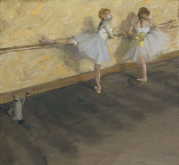Dancers Practicing at the Barre, 1877. Creator: Edgar Degas