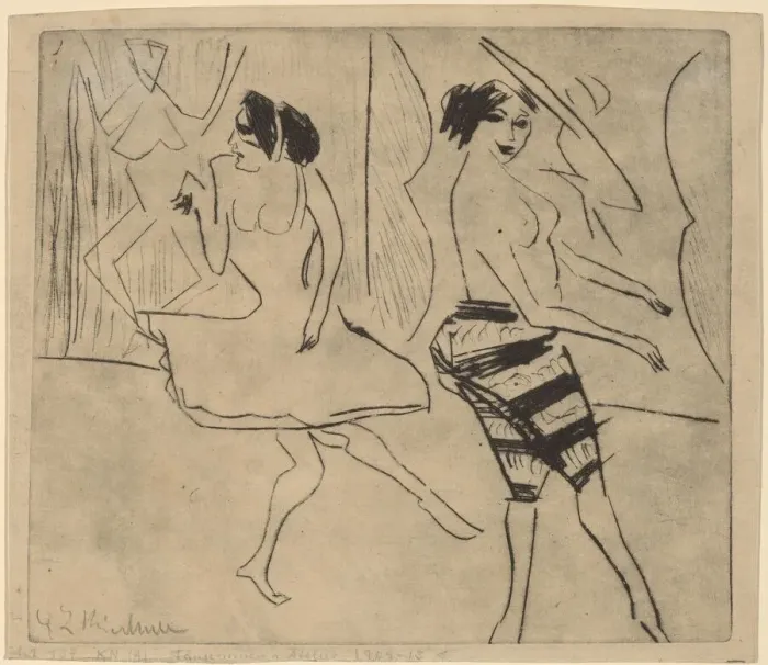 Framed Print : Dancers in Studio, 1911. Creator: Ernst Kirchner Framed Print : Dancers in Studio, 1911. Creator: Ernst Kirchner