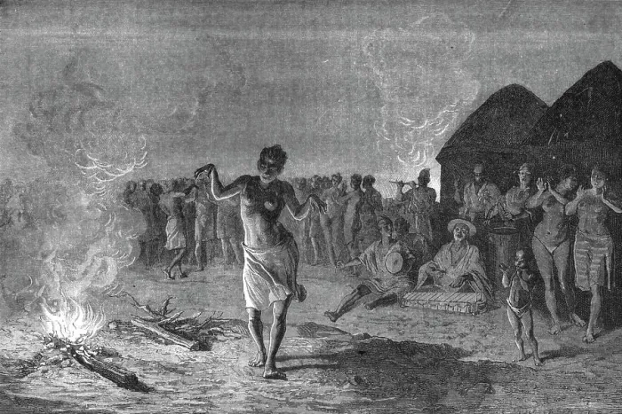 Framed Print : Dances of the Malinke Tribe; Journey from the Senegal to the Niger, 1875. Creator: Unknown Framed Print : Dances of the Malinke Tribe; Journey from the Senegal to the Niger, 1875. Creator: Unknown
