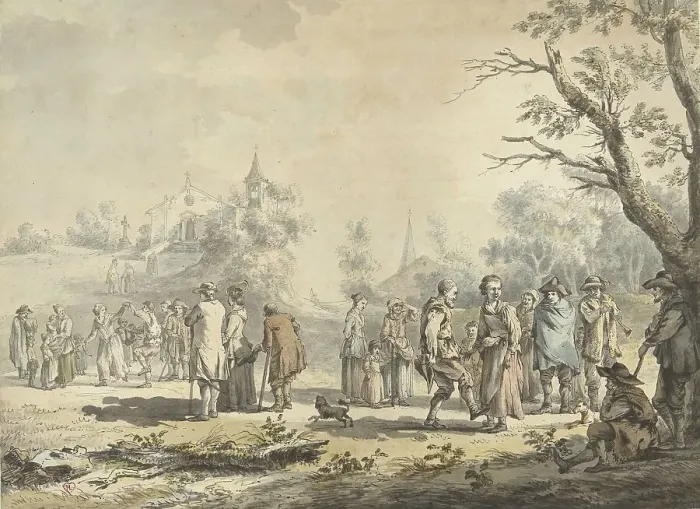 Framed Print : Dancing countrymen and spectators at a village, 1746-1810. Creator: Jean-Jacques de Boissieu Framed Print : Dancing countrymen and spectators at a village, 1746-1810. Creator: Jean-Jacques de Boissieu
