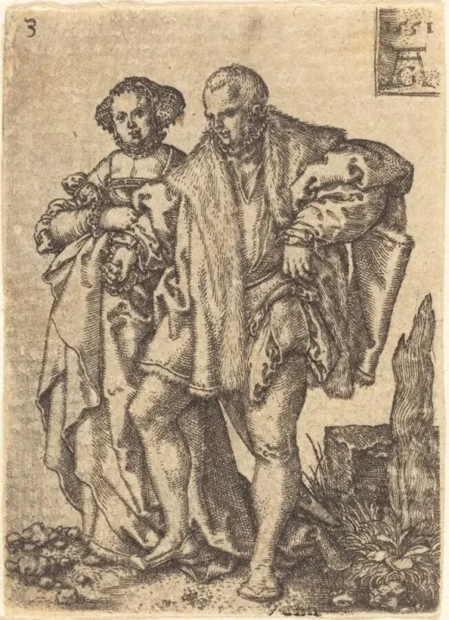 Framed Print : Dancing Couple, 1551. Creator: Heinrich Aldegrever Framed Print : Dancing Couple, 1551. Creator: Heinrich Aldegrever