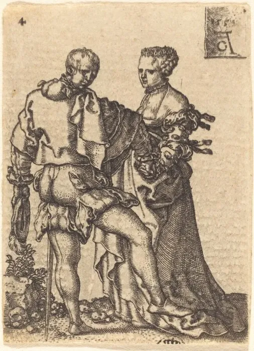 Framed Print : Dancing Couple, 1551. Creator: Heinrich Aldegrever Framed Print : Dancing Couple, 1551. Creator: Heinrich Aldegrever
