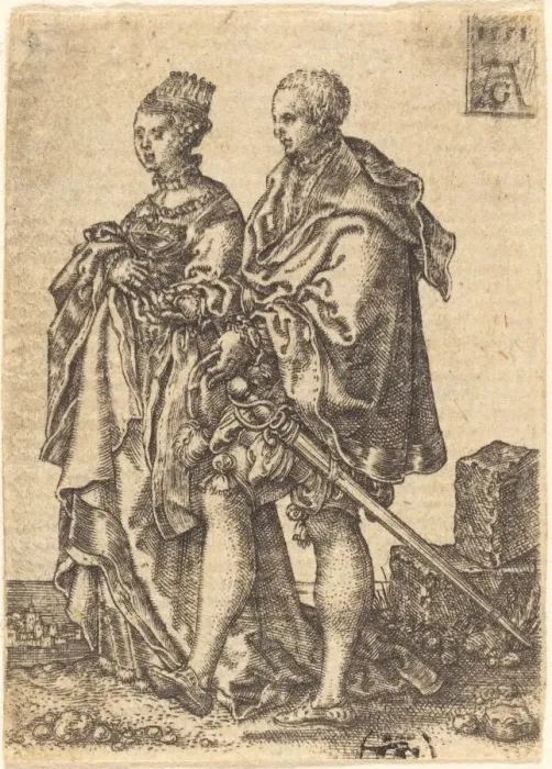 Framed Print : Dancing Couple, 1551. Creator: Heinrich Aldegrever Framed Print : Dancing Couple, 1551. Creator: Heinrich Aldegrever