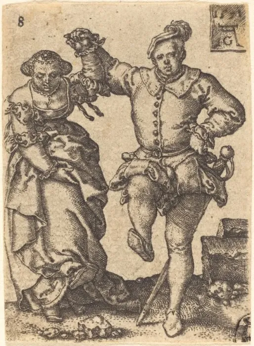 Framed Print : Dancing Couple, 1551. Creator: Heinrich Aldegrever Framed Print : Dancing Couple, 1551. Creator: Heinrich Aldegrever