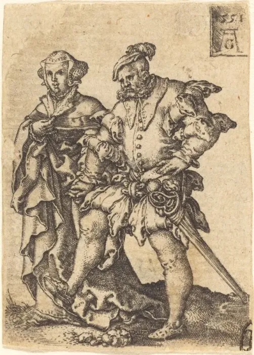 Framed Print : Dancing Couple, 1551. Creator: Heinrich Aldegrever