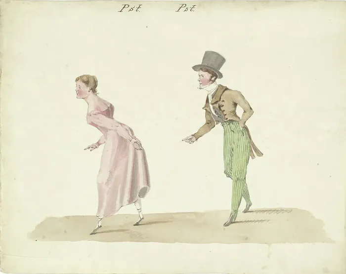 Framed Print : Dancing couple, 1811-1873. Creator: Pieter van Loon Framed Print : Dancing couple, 1811-1873. Creator: Pieter van Loon