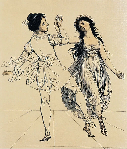 The dancing couple Maria and Salvatore Vigano, ca 1797. Artist: Schadow, Johann Gottfried (1764-1850)