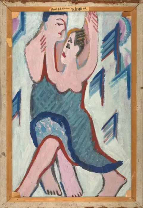Framed Print : Dancing Couple in the Snow [reverse], 1928-1929. Creator: Ernst Kirchner