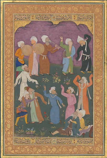 Dancing Dervishes, Folio from the Shah Jahan Album, recto: ca. 1610; verso: ca. 1530-50