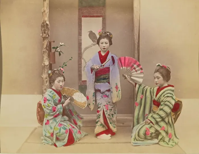 Framed Print : Dancing Girls, 1897. Creator: Ogawa Kazumasa Framed Print : Dancing Girls, 1897. Creator: Ogawa Kazumasa