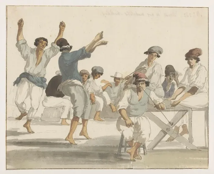 Framed Print : Dancing Maltese sailors, 1778. Creator: Louis Ducros Framed Print : Dancing Maltese sailors, 1778. Creator: Louis Ducros