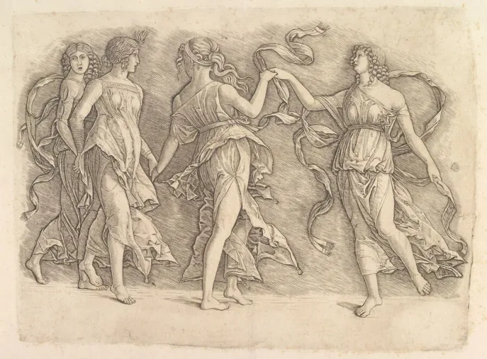 Framed Print : Four Dancing Muses, ca. 1497. Creator: Unknown Framed Print : Four Dancing Muses, ca. 1497. Creator: Unknown