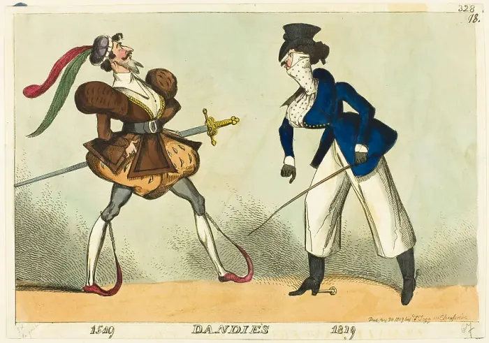 Framed Print : Dandies, 1519 and 1819, published January 20, 1819. Creator: William Heath Framed Print : Dandies, 1519 and 1819, published January 20, 1819. Creator: William Heath