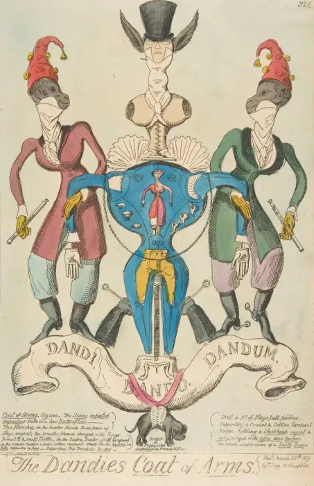Framed Print : The Dandies Coat of Arms, March 28, 1819. March 28, 1819. Creator: George Cruikshank Framed Print : The Dandies Coat of Arms, March 28, 1819. March 28, 1819. Creator: George Cruikshank