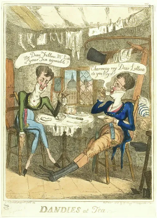 Framed Print : Dandies at Tea, 1818. Creator: Isaac Robert Cruikshank Framed Print : Dandies at Tea, 1818. Creator: Isaac Robert Cruikshank