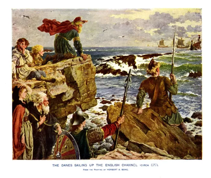 Framed Print : The Danes Sailing up the English Channel, c877 AD, (19th century) Framed Print : The Danes Sailing up the English Channel, c877 AD, (19th century)