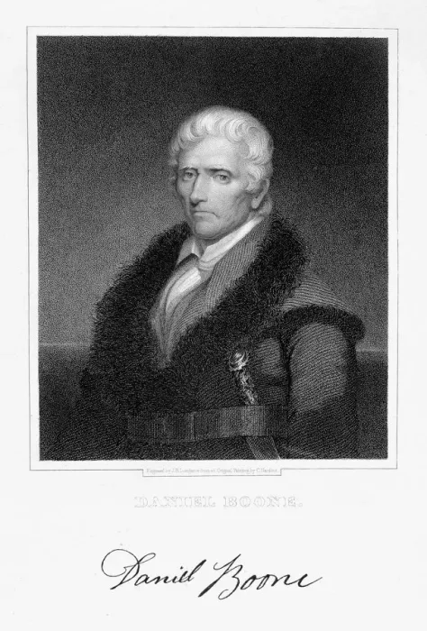 Framed Print : Daniel Boone, American pioneer and hunter, (19th century). Artist: James Barton Longacre Framed Print : Daniel Boone, American pioneer and hunter, (19th century). Artist: James Barton Longacre