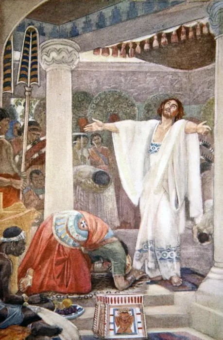 Framed Print : Daniel interprets the dream of Nebuchadnezzar, 1916. Artist: Evelyn Paul Framed Print : Daniel interprets the dream of Nebuchadnezzar, 1916. Artist: Evelyn Paul