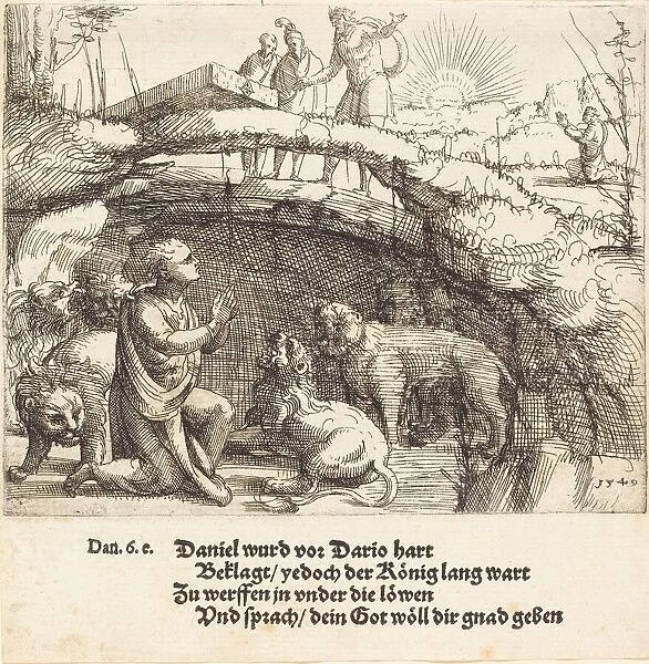 Daniel in the Lions Den, 1549. Creator: Augustin Hirschvogel