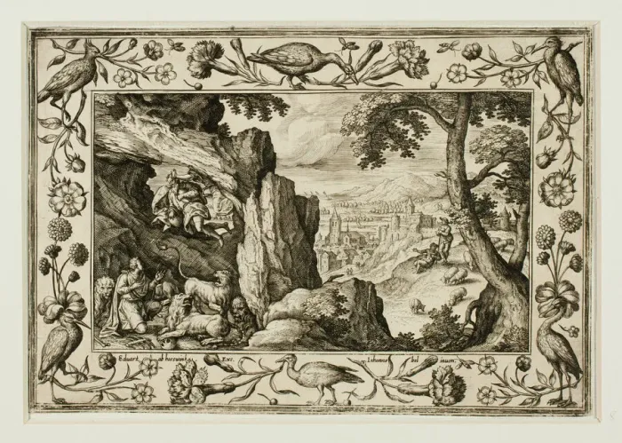 Framed Print : Daniel in the Lions Den, from Landscapes with Old and New Testament Scenes Framed Print : Daniel in the Lions Den, from Landscapes with Old and New Testament Scenes