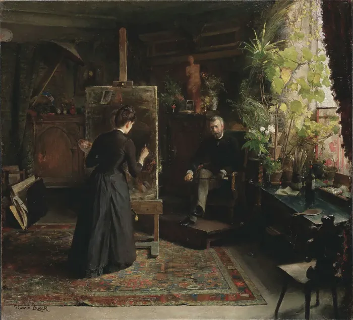 Framed Print : The Danish Artist Bertha Wegmann Painting a Portrait. Creator: Jeanna Maria Charlotta Bauck Framed Print : The Danish Artist Bertha Wegmann Painting a Portrait. Creator: Jeanna Maria Charlotta Bauck