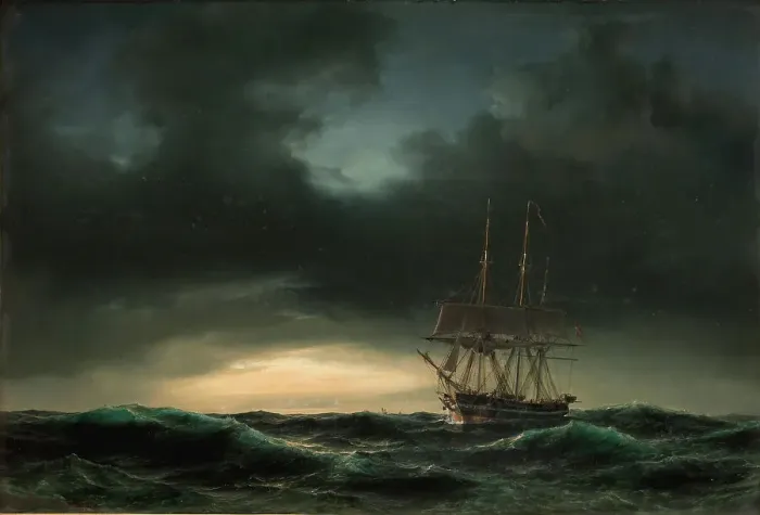 Framed Print : Danish corvette after a storm, 1848. Creator: Anton Melbye Framed Print : Danish corvette after a storm, 1848. Creator: Anton Melbye
