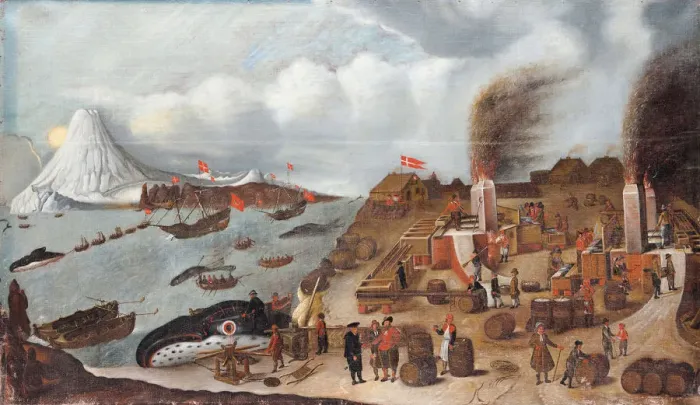 Framed Print : Danish Whaling Station, 1634. Artist: Speeck, Abraham (active 17th century) Framed Print : Danish Whaling Station, 1634. Artist: Speeck, Abraham (active 17th century)