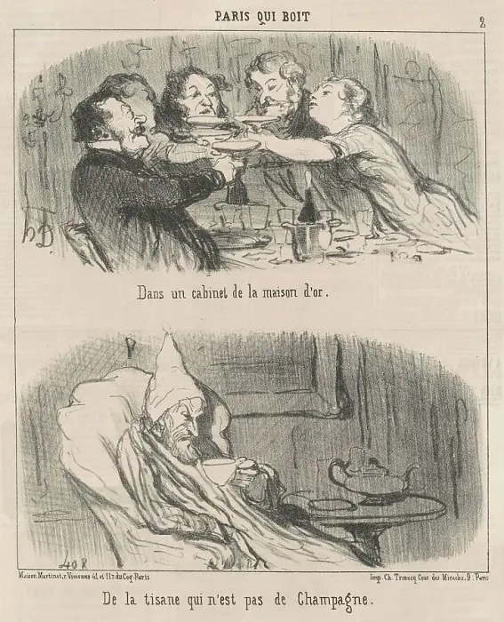 Framed Print : Dans un cabinet de la maison d'or, 19th century. Creator: Honore Daumier Framed Print : Dans un cabinet de la maison d'or, 19th century. Creator: Honore Daumier