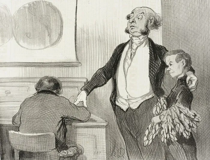Framed Print : Dans cette réclame que vous allez envoyer à tous les journaux... 1846. Creator: Honore Daumier Framed Print : Dans cette réclame que vous allez envoyer à tous les journaux... 1846. Creator: Honore Daumier