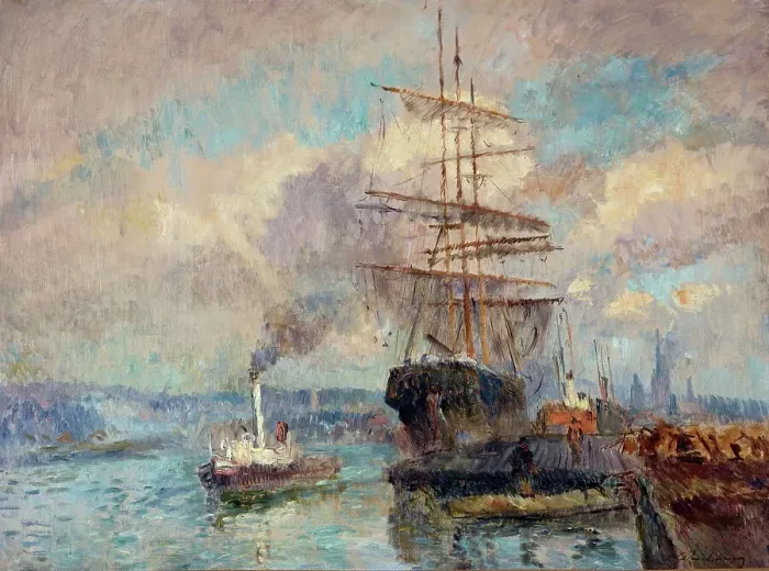 Framed Print : Dans le port de Rouen, between 1892 and 1894. Creator: Albert Lebourg Framed Print : Dans le port de Rouen, between 1892 and 1894. Creator: Albert Lebourg