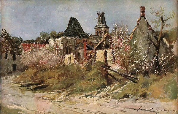 Dans le village de Craonnelle, 1917. Creator: Francois Flameng