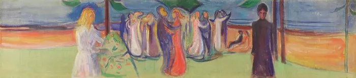 Framed Print : Dans på stranden (Reinhardt-frisen) (Dance on the Beach (The Reinhardt Frieze)), 1906-1907. Creator: Munch; Edvard (1863-1944)