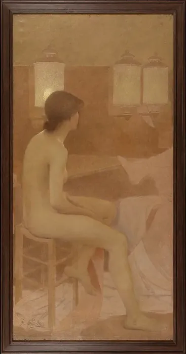 Framed Print : Danseuse dans sa loge, assise profil droit, between 1905 and 1909. Creator: Fernand Pelez Framed Print : Danseuse dans sa loge, assise profil droit, between 1905 and 1909. Creator: Fernand Pelez