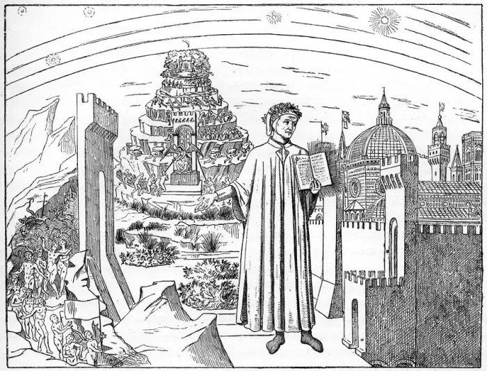 Framed Print : Dante (1265-1321), Florence and the Seven Circles of Hell, 1882 Framed Print : Dante (1265-1321), Florence and the Seven Circles of Hell, 1882