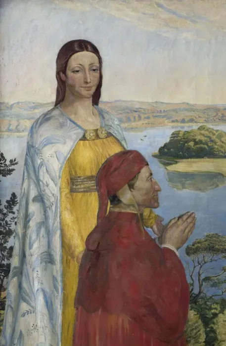 Framed Print : Dante and Beatrice in Paradise, 1895. Creator: Christiansen, Poul Simon (1855-1933) Framed Print : Dante and Beatrice in Paradise, 1895. Creator: Christiansen, Poul Simon (1855-1933)
