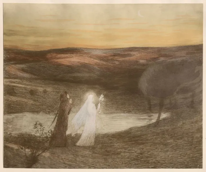 Framed Print : Dante meet Beatrice, 1898. Creator: Martin, Henri (1860-1943) Framed Print : Dante meet Beatrice, 1898. Creator: Martin, Henri (1860-1943)