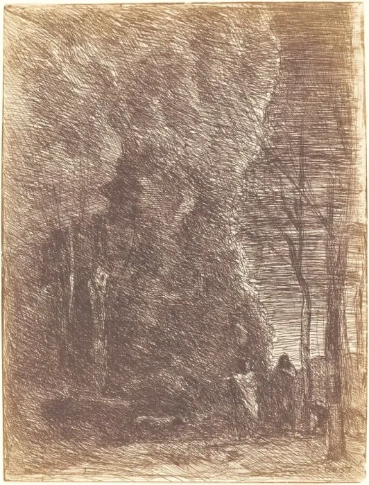 Framed Print : Dante and Virgil (Dante et Virgile), 1858. Creator: Jean-Baptiste-Camille Corot Framed Print : Dante and Virgil (Dante et Virgile), 1858. Creator: Jean-Baptiste-Camille Corot