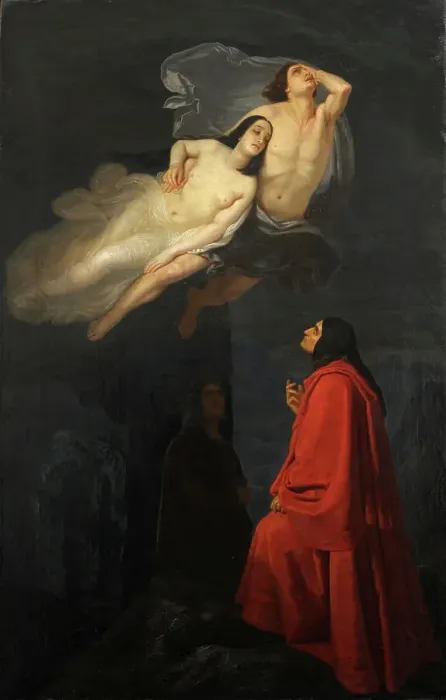 Framed Print : Dante and Virgil encounter Paolo and Francesca, 1846. Creator: Frascheri, Giuseppe (1809-1886) Framed Print : Dante and Virgil encounter Paolo and Francesca, 1846. Creator: Frascheri, Giuseppe (1809-1886)