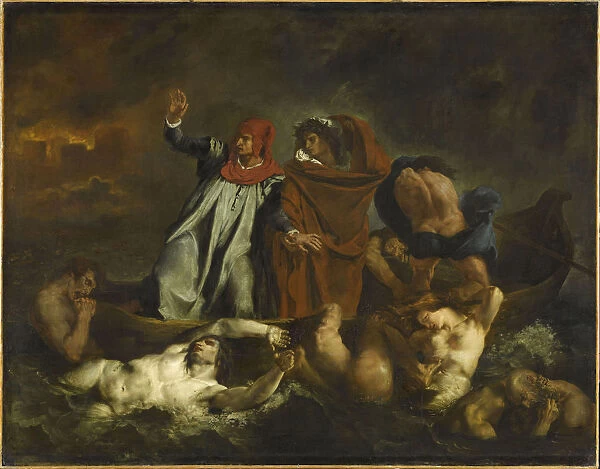 Dante and Virgil in hell. The Barque of Dante, 1822. Creator: Delacroix, Eugene (1798-1863)