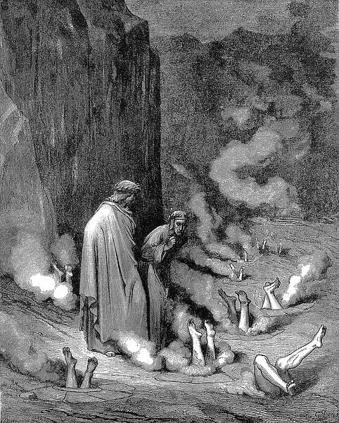 Dante and Virgil in the inferno, 1863. Artist: Gustave Dore