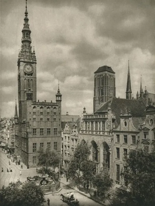 Framed Print : Danzig. Town Hall - Artushof - Towers of St. Mary, 1931. Artist: Kurt Hielscher Framed Print : Danzig. Town Hall - Artushof - Towers of St. Mary, 1931. Artist: Kurt Hielscher