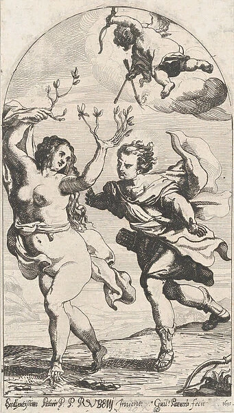 Daphne fleeing from Apollo, with Cupid overhead, 1631. Creator: Willem Panneels