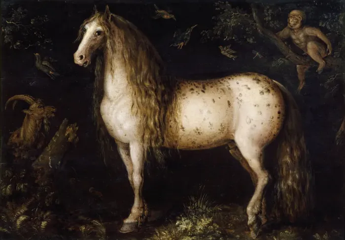 Framed Print : The dapple grey, c. 1625-1630. Artist: Savery, Roelant (1576-1639) Framed Print : The dapple grey, c. 1625-1630. Artist: Savery, Roelant (1576-1639)