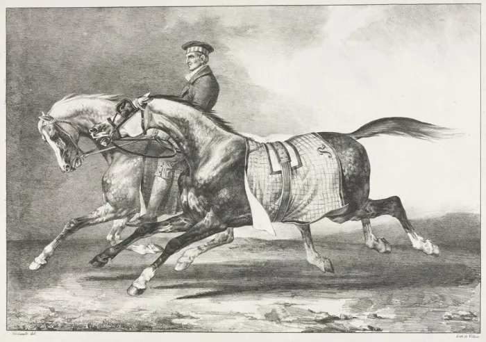 Framed Print : Two Dappled Horses Exercising, 1822. Creator: Theodore Gericault (French, 1791-1824) Framed Print : Two Dappled Horses Exercising, 1822. Creator: Theodore Gericault (French, 1791-1824)