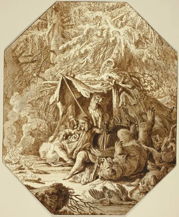 Framed Print : The Daring Hunter, Enduring in Winter, n.d. Creator: Johann Elias Ridinger Framed Print : The Daring Hunter, Enduring in Winter, n.d. Creator: Johann Elias Ridinger