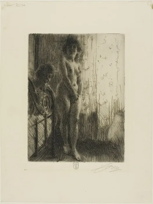 Framed Print : A Dark Corner, 1903. Creator: Anders Leonard Zorn Framed Print : A Dark Corner, 1903. Creator: Anders Leonard Zorn